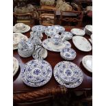 A QUANTITY OF JOHNSON BROS BLUE AND WHITE 'INDIES' DINNER AND TEA WARE
