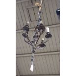A 1920S ANODISED BRASS SIX BRANCH CHANDELIER