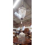 A REGENCY STYLE GLASS HALL LANTERN