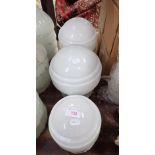 A PAIR OF ART DECO STYLE OPALESCENT WHITE GLASS BATHROOM CEILING LIGHTS