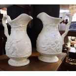 TWO MATCHING VICTORIAN RELIEF-MOULDED JUGS