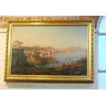 A GRAND TOUR STYLE OIL ON CANVAS PAINTING OF THE BAY OF NAPLES