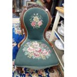 A VICTORIAN SPOON BACK PARLOUR CHAIR