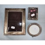 THREE SILVER FACED PHOTOGRAPH FRAMES