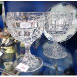 A PAIR OF LARGE 19TH CENTURY CUT GLASS GOBLETS