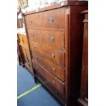 A 19TH CENTURY BIEDERMEIER STYLE MAHOGANY CHEST OF SIX DRAWERS