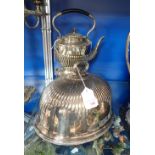 A SILVER PLATED SPIRIT KETTLE