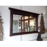 AN EARLY 19TH CENTURY MAHOGANY FRAMED OVERMANTEL MIRROR