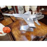 A CAST ALUMINIUM ART DECO STYLE STUDY OF A JET FIGHTER