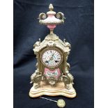 A 19TH CENTURY FRENCH GILT SPELTER MANTEL CLOCK