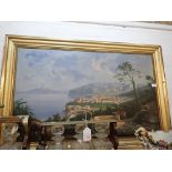 A GRAND TOUR STYLE OIL ON CANVAS PAINTING OF THE BAY OF NAPLES
