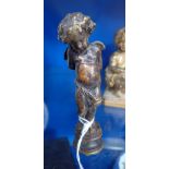 A SMALL 19TH CENTURY BRONZE OF A CHERUB