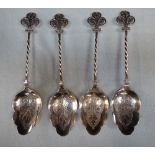 FOUR VICTORIAN GOTHIC REVIVAL SILVER SPOONS