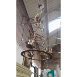 A WROUGHT IRON HANGING LAMP