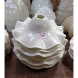 TEN WHITE OPALESCENT GLASS HANGING LAMP SHADES