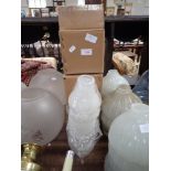 FOURTEEN VINTAGE STYLE OPALESCENT GLASS LIGHT SHADES