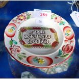 A 19TH CENTURY CHILD'S PLATE, 'FOR BEING GOOD'