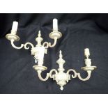 A PAIR OF 1930S PLATED BRASS WALL LIGHTS
