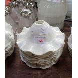 TEN WHITE OPALESCENT GLASS HANGING LAMP SHADES