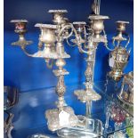 A PAIR OF SILVER PLATED CANDELABRA