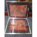 A PAIR OF ETHNIC APPLIQUE PICTURES