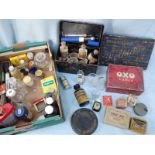 A VINTAGE JAPANNED TIN MEDICAL BOX (WITH SOME CONTENTS)