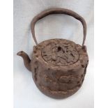 A CHINESE CAST IRON TEAPOT