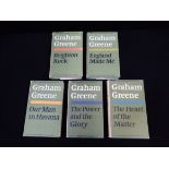 GRAHAM GREENE: THE COLLECTED EDITION, VOLS 1,3,4,5 & 6; 'BRIGHTON ROCK' BEING SIGNED BY THE AUTHOR