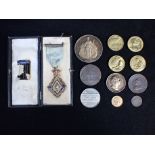 A SILVER-GILT 1897 DIAMOND JUBILEE MASONIC JEWEL, AND A COLLECTION OF EXHIBITION AND COMMEMORATIVE M