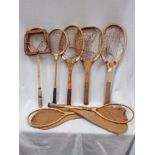 A COLLECTION OF VINTAGE TENNIS, BADMINTON AND SQUASH RACQUETS