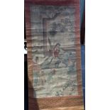 A CHINESE SCROLL DEPICITNG SCENES IN A GARDEN