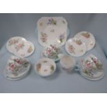 A FLORAL SHELLEY TEA SET FOR SIX