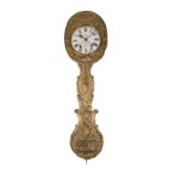 A FRENCH BRASS REPOUSSE COMTOISE CLOCK