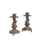 A PAIR OF FRENCH BRONZE CANDLESTICKS