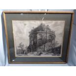 PIRANESI: 'VEDUTA DEL TEMPIO DELLA TOSSE....' , ETCHING