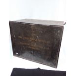 A LARGE JAPANNED TIN DEED BOX