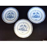 THREE DELFTWARE PLATES