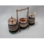 A ROYAL DOULTON AND SILVER PLATED CRUET