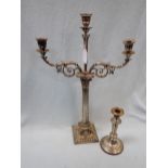 A SILVER PLATED CANDELABRA