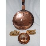 A 19TH CENTURY COPPER WARMING PAN