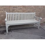 A PAINTED HARDWOOD GARDEN BENCH