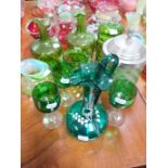 A COLLECTION OF VICTORIAN AND LATER GREEN GLASS