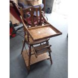 AN EARLY 20TH CENTURY METAMORPHIC CHILD'S HIGH CHAIR