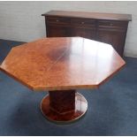 A MODERN ART DECO STYLE BURRWOOD DINING TABLE