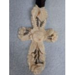 A 19TH CENTURY DIEPPE CARVED IVORY CROSS PENDANT