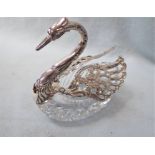 A CUT GLASS SWAN