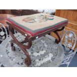 A 19TH CENTURY ROSEWOOD 'X' FRAME STOOL