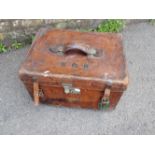A VICTORIAN LEATHER GENTLEMAN'S TRUNK