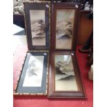 TWO PAIRS OF FRAMED JAPANESE PICTURES