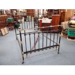A VICTORIAN BRASS AND IRON DOUBLE BEDSTEAD